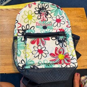 THIRTY ONE LIL GO BACKPACK with name Bridget on backpack w/ flipflop luggage tag